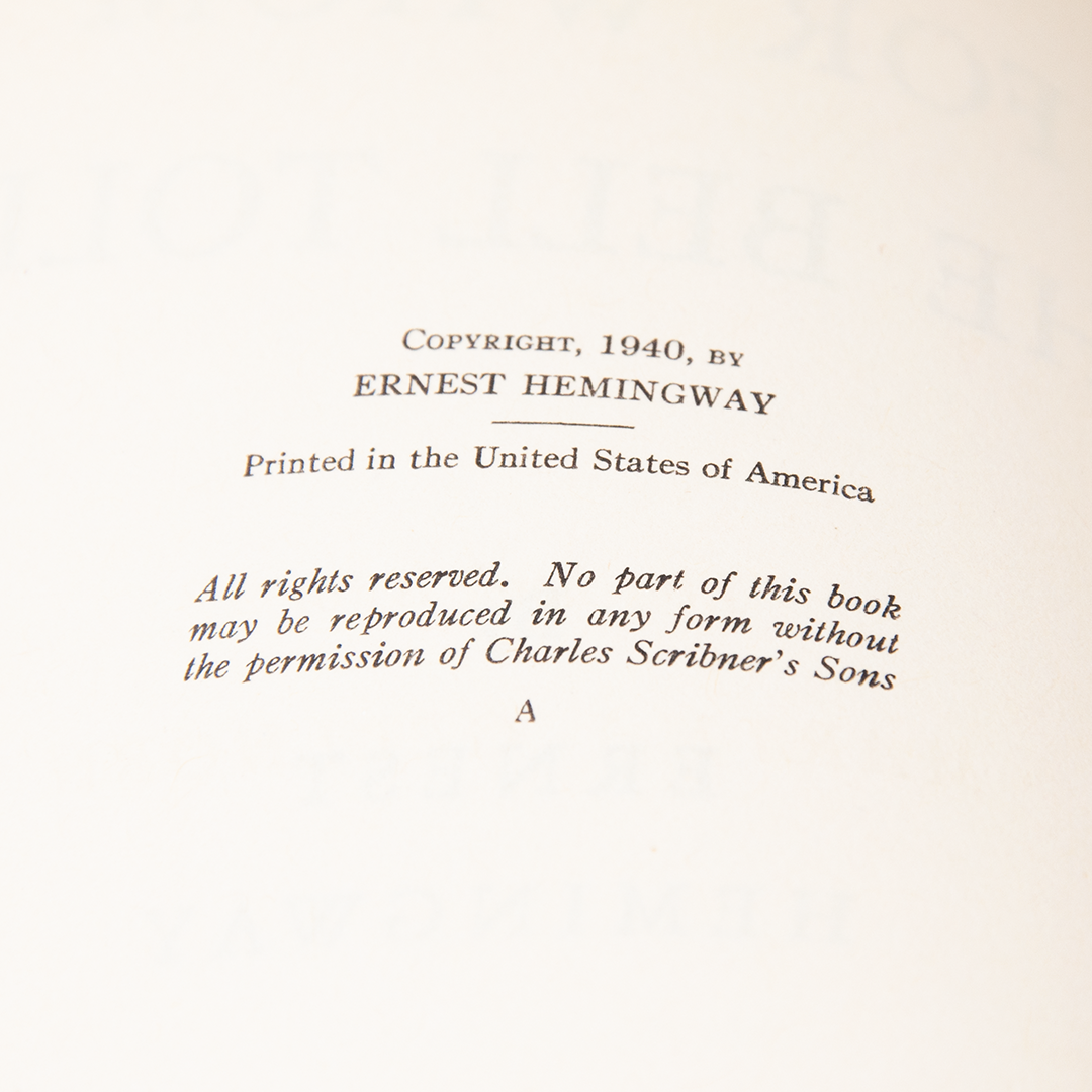 For Whom the Bell Tolls, E. Hemingway - First Printing 1940