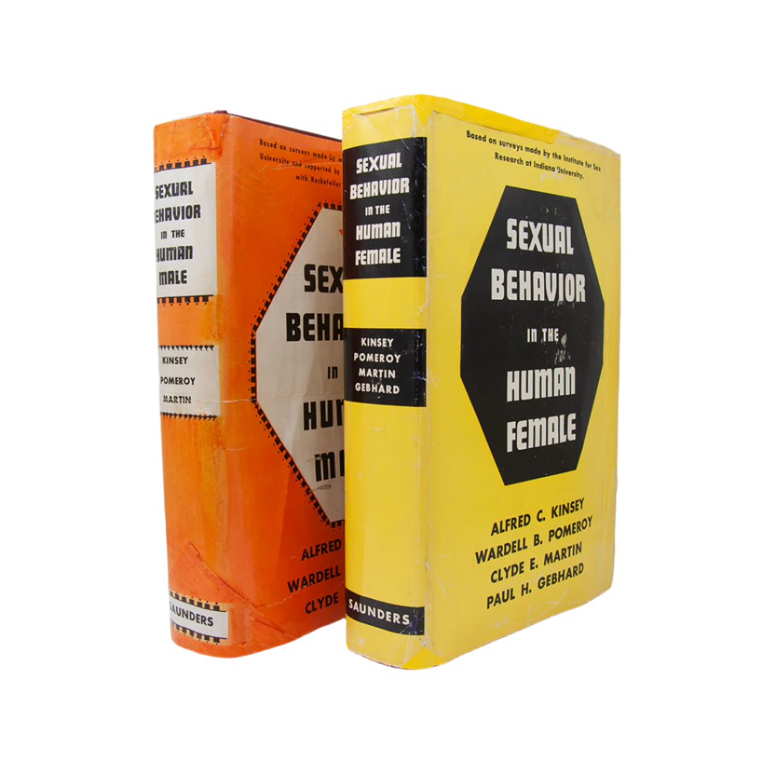 Sexual behavior in human male and female first edition books, photo from the angle.