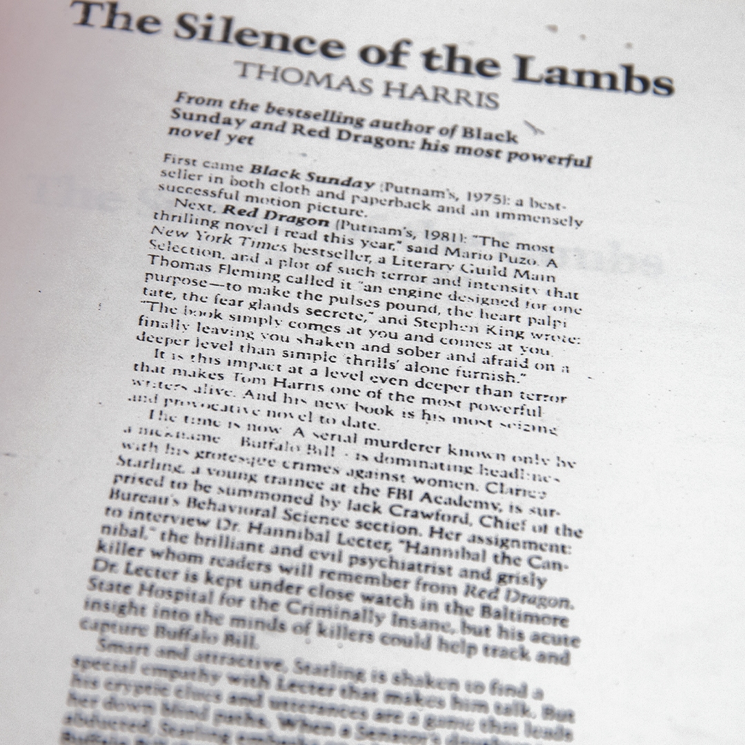 The Silence Of The Lambs, T. Harris - Uncorrected Proof 1988