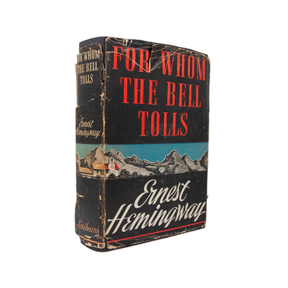 First edition and first printing of the For whom the bell tolls, photo of the side.