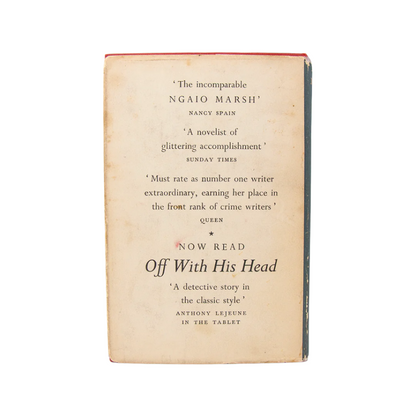 First edition of Singing in the Shrouds by Ngaio Marsh, photo from the back.